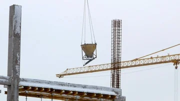 Construction crane working tower building 4k Stock-Footage 85646975