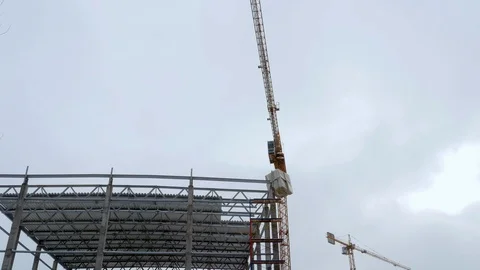 Construction crane working tower building 4k 库存影片 85649333