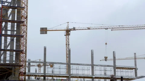 Construction crane working tower building 4k 库存影片 85649605