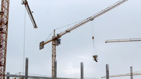 Construction crane working tower building 4k 库存影片 85651913