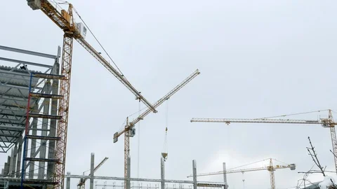 Construction crane working tower building 4k 库存影片 85653344