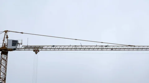 Construction crane working tower building 4k 库存影片 85654384