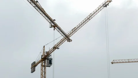 Construction crane working tower building 4k 库存影片 85654445