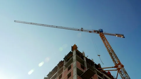 Construction crane working tower building 4k Stock-Footage 87197866