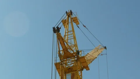 Construction crane working tower building 4k Stock Footage 89717746