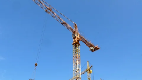 Construction crane working tower building 4k Stock-Footage 107382116