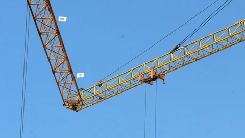 Construction crane working tower building 4k Stock-Footage 107382564