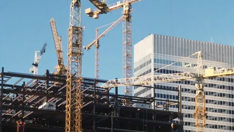 Construction cranes 1 Stock Footage 300308148