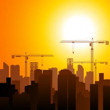 Construction Cranes and Buildings Stockillustratie