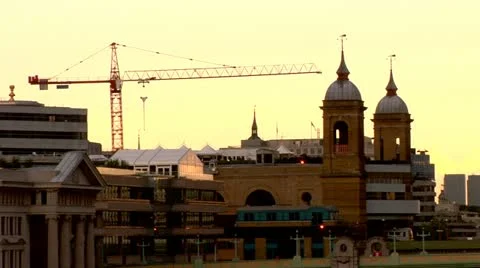 Construction Cranes and rooftops City of London Stock Footage 22152973