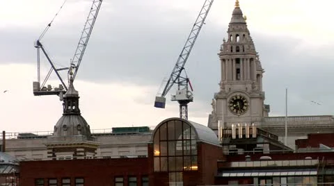 Construction Cranes and rooftops City of London Stock Footage 22152982
