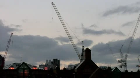 Construction Cranes and rooftops City of London Stock Footage 22152999