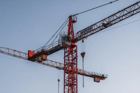 Construction Cranes with bright sky Stock Photos