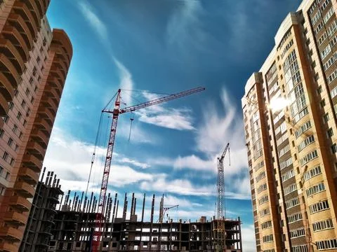 Construction cranes buil Stock Photos