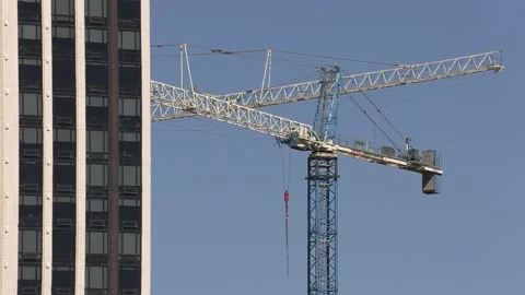 Construction cranes building new condominium apartment towers near Toronto Stock Footage 150742836
