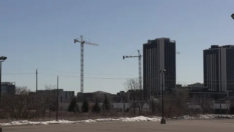 Construction cranes building new condominium apartment towers near Toronto Stock-Footage 150747316