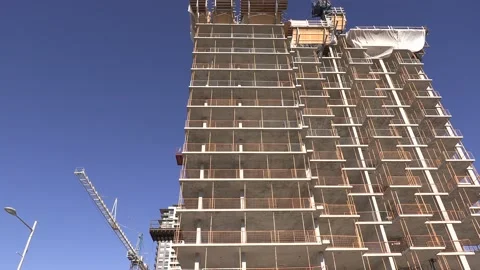 Construction cranes building new condominium apartment towers near Toronto Stock Footage 150748992