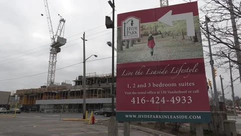 Construction cranes building new condominium development near Toronto Video stock 151187538