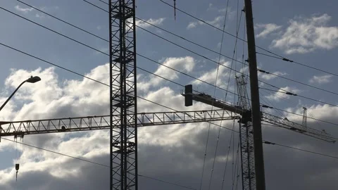 Construction cranes building new condominium development near Toronto Stock-Footage 153794802