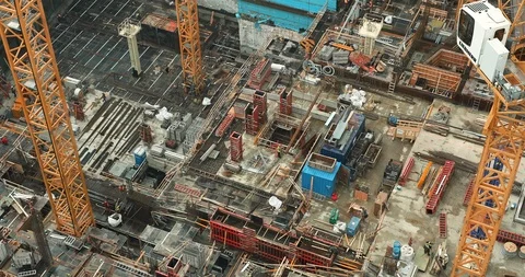 Construction cranes at building work site Stock Footage 103400651