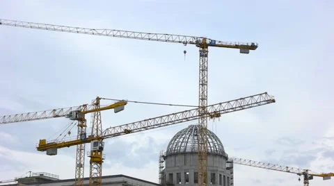 Construction cranes in the city Stock Footage 67898944