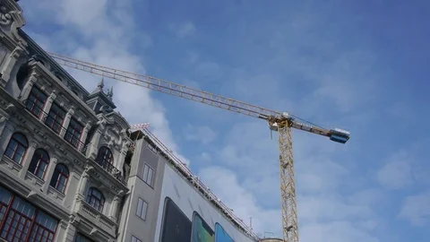 Construction cranes in the city of port. Stock Footage 121913449