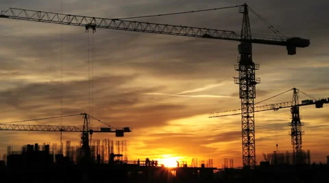 Construction Cranes Stock Footage 49277122