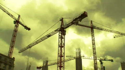 Construction cranes HD 1080i Stock Footage 79872