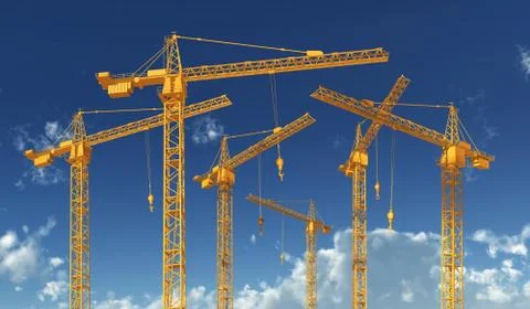 Construction cranes Stock Illustration