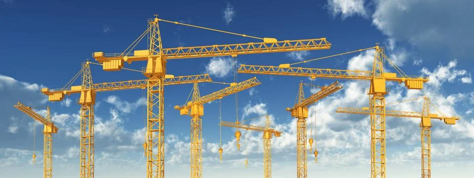 Construction cranes Stock Illustration
