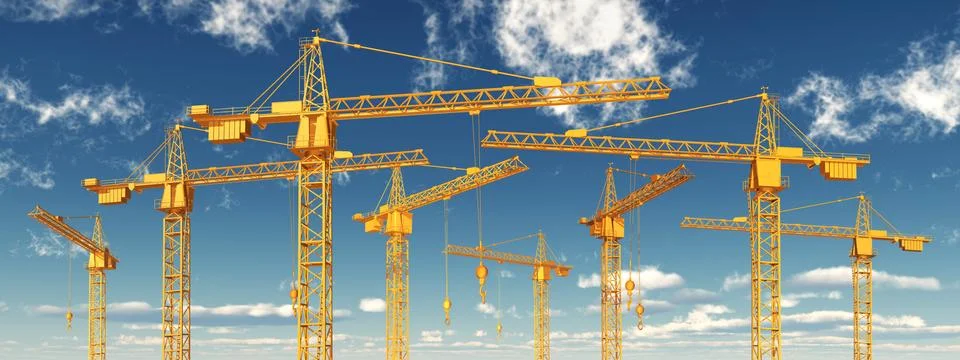 Construction cranes Stock Illustration