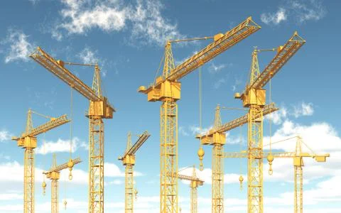 Construction cranes Stock Illustration