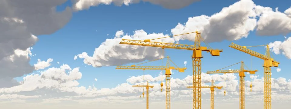 Construction cranes Stock Illustration