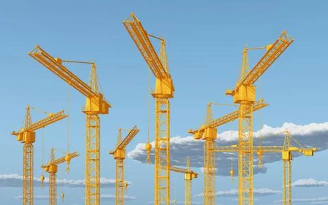 Construction cranes Stock Illustration