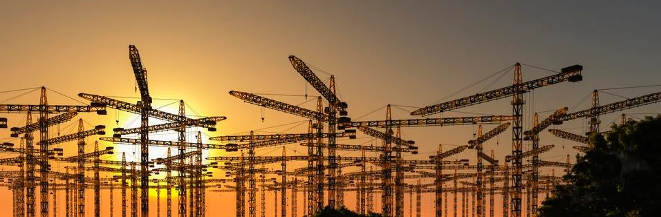 Construction cranes Stock Illustration