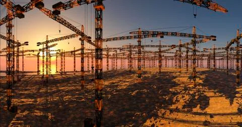 Construction cranes Stock Illustration
