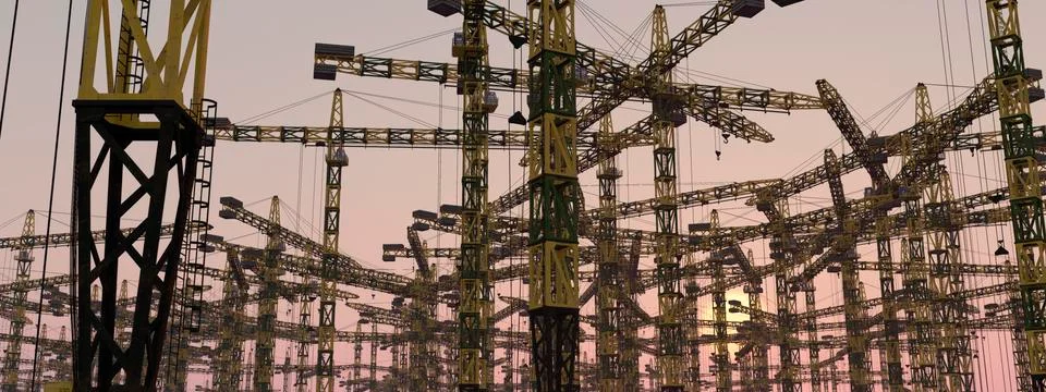 Construction cranes Stock Illustration