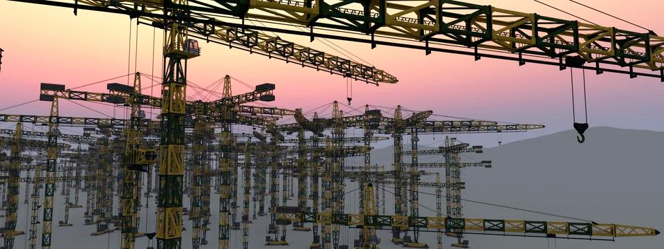 Construction cranes Stock Illustration