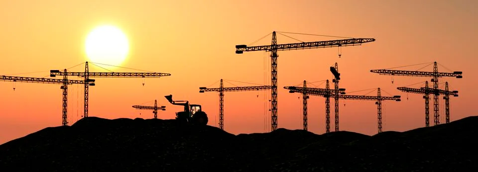 Construction cranes Stock Illustration
