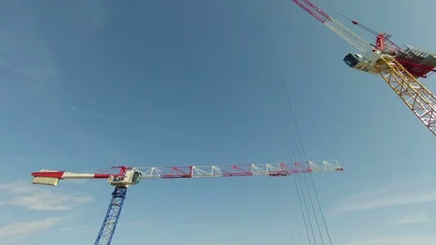 Construction Cranes On A Large Construction Site Time Lapse Stock Footage 72118239