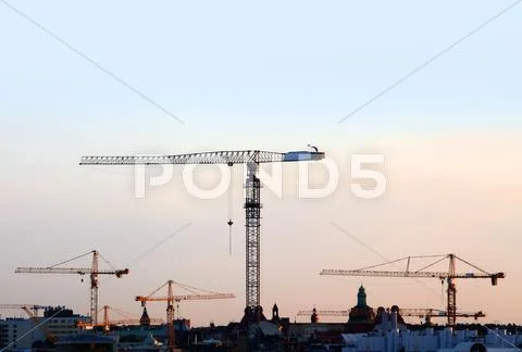 Construction cranes Stock Photos