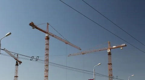 Construction cranes silhouettes 스톡 동영상 822918