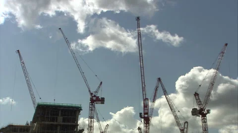 Construction Cranes Tracking Shot Stock Footage 43453293