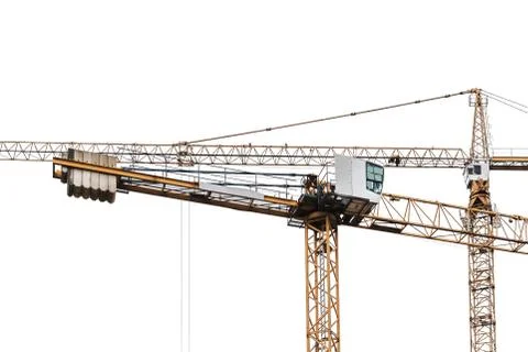 Construction cranes on white background Stock Photos
