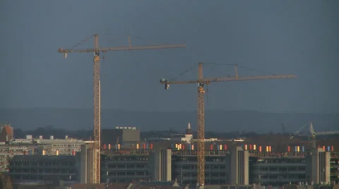 Construction cranes, windy - HD Stock Footage 33200351