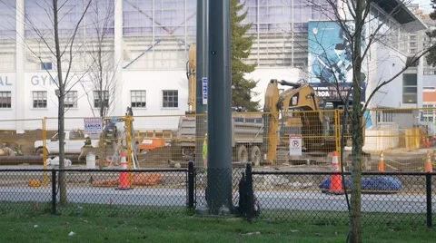 Construction crew and traffic control Stock Footage 48722548