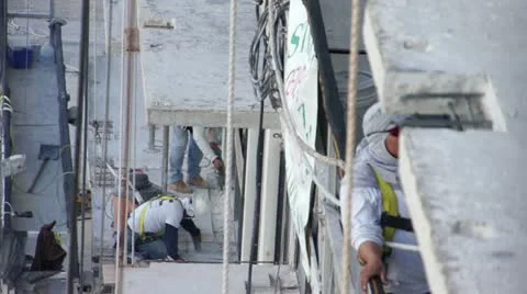 Construction Crew in Miami Stock Footage 12614496