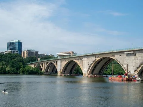 Construction crew performs repairs on Francis Scott Key Bridge Stock Photos