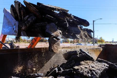 Construction crew removes old concrete in work zone while preparing for new.. Stock Photos
