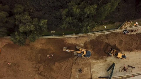 Construction crew repairs rain damaged road in Southern California Video stock 104465233